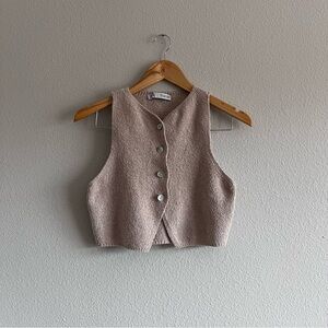 Zara Cream Textured Knit Vest